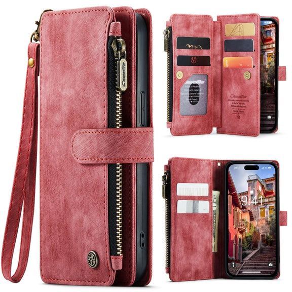 For iPhone 15 Pro Max CaseMe C30 Multifunctional Leather Phone Case(Red)