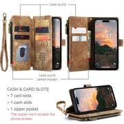 For iPhone 15 Pro Max CaseMe C30 Multifunctional Leather Phone Case(Brown)