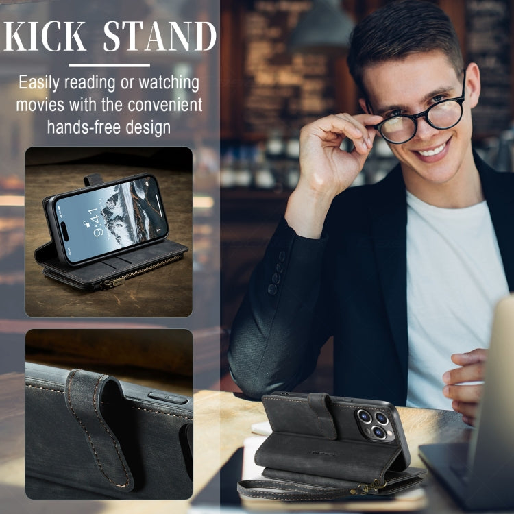 For iPhone 15 Pro Max CaseMe C30 Multifunctional Leather Phone Case(Black)