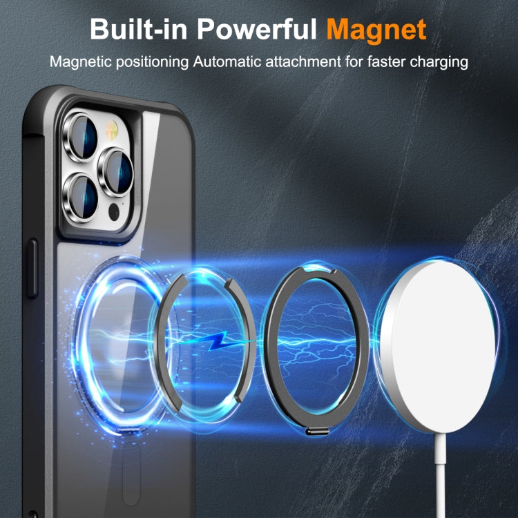 For iPhone 15 Pro Max MagSafe Magnetic Rotating Holder Phone Case(Black)