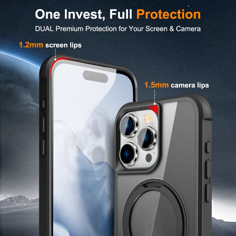 For iPhone 15 Pro Max MagSafe Magnetic Rotating Holder Phone Case(Black)