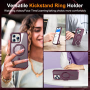 For iPhone 15 Pro MagSafe Magnetic Rotating Holder Phone Case(Wine Red)