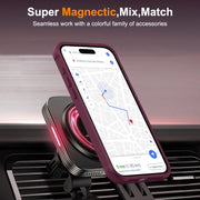 For iPhone 15 Pro MagSafe Magnetic Rotating Holder Phone Case(Wine Red)