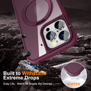 For iPhone 15 Pro MagSafe Magnetic Rotating Holder Phone Case(Wine Red)