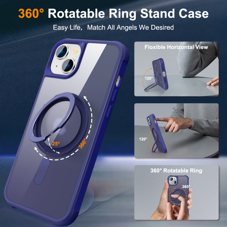 For iPhone 15 Plus MagSafe Magnetic Rotating Holder Phone Case(Klein Blue)