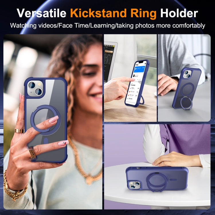 For iPhone 15 Plus MagSafe Magnetic Rotating Holder Phone Case(Klein Blue)