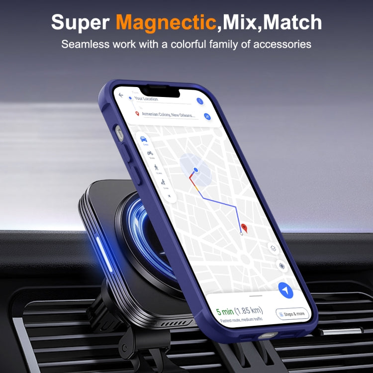 For iPhone 15 Plus MagSafe Magnetic Rotating Holder Phone Case(Klein Blue)