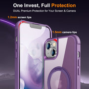 For iPhone 15 Plus MagSafe Magnetic Rotating Holder Phone Case(Purple)