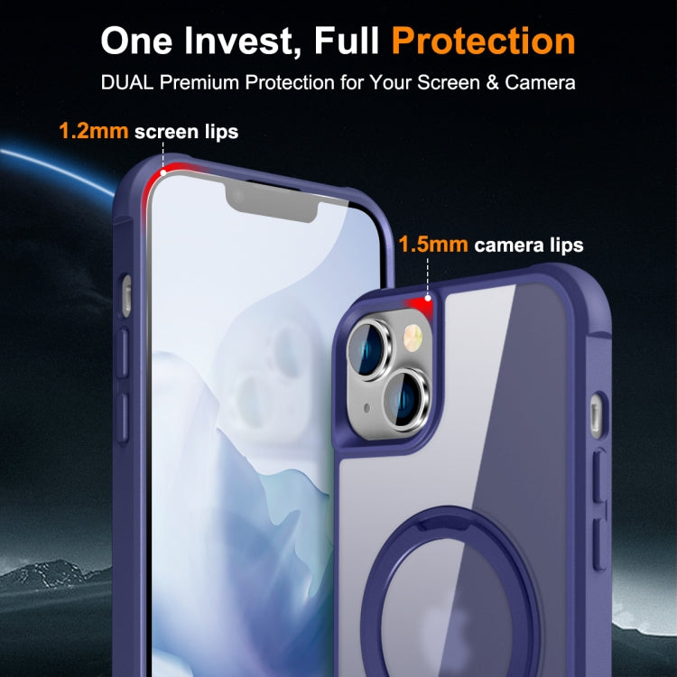 For iPhone 15 MagSafe Magnetic Rotating Holder Phone Case(Klein Blue)