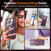 For iPhone 14 Plus MagSafe Magnetic Rotating Holder Phone Case(Wine Red)