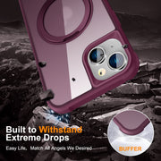 For iPhone 14 Plus MagSafe Magnetic Rotating Holder Phone Case(Wine Red)