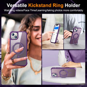 For iPhone 14 Plus MagSafe Magnetic Rotating Holder Phone Case(Purple)