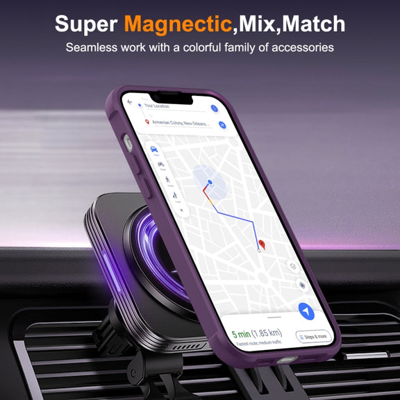 For iPhone 14 Plus MagSafe Magnetic Rotating Holder Phone Case(Purple)