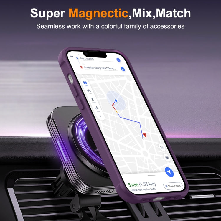 For iPhone 14 Plus MagSafe Magnetic Rotating Holder Phone Case(Purple)