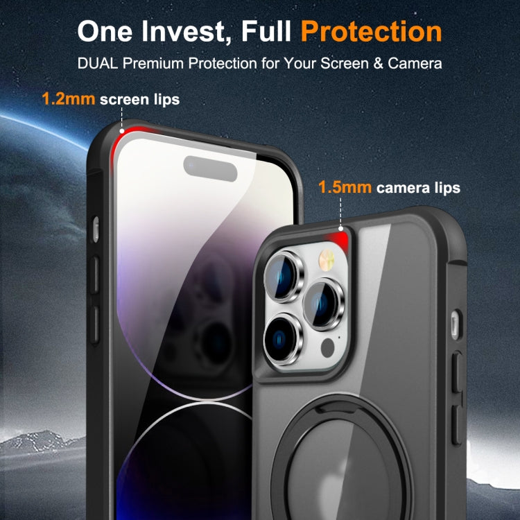 For iPhone 14 Pro MagSafe Magnetic Rotating Holder Phone Case(Black)