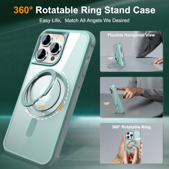 For iPhone 14 Pro MagSafe Magnetic Rotating Holder Phone Case(Lake Blue)