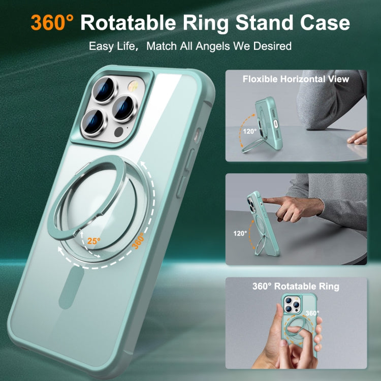 For iPhone 14 Pro MagSafe Magnetic Rotating Holder Phone Case(Lake Blue)