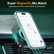 For iPhone 14 Pro MagSafe Magnetic Rotating Holder Phone Case(Lake Blue)