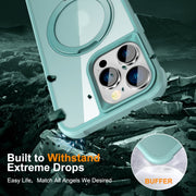 For iPhone 14 Pro MagSafe Magnetic Rotating Holder Phone Case(Lake Blue)