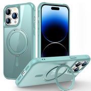 For iPhone 14 Pro Max MagSafe Magnetic Rotating Holder Phone Case(Lake Blue)