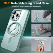 For iPhone 14 Pro Max MagSafe Magnetic Rotating Holder Phone Case(Lake Blue)