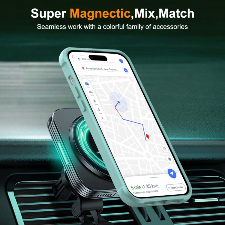 For iPhone 14 Pro Max MagSafe Magnetic Rotating Holder Phone Case(Lake Blue)