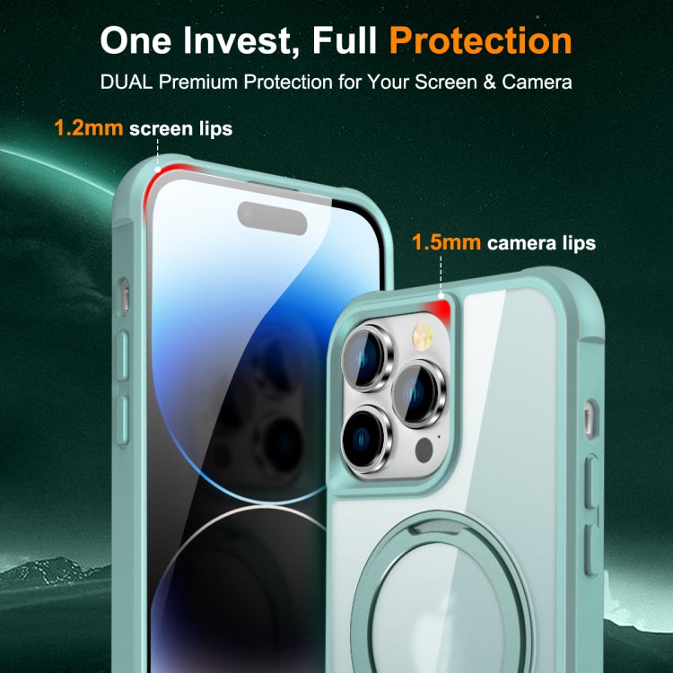 For iPhone 14 Pro Max MagSafe Magnetic Rotating Holder Phone Case(Lake Blue)