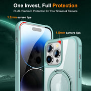 For iPhone 14 Pro Max MagSafe Magnetic Rotating Holder Phone Case(Lake Blue)