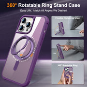 For iPhone 14 Pro Max MagSafe Magnetic Rotating Holder Phone Case(Purple)