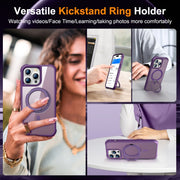 For iPhone 14 Pro Max MagSafe Magnetic Rotating Holder Phone Case(Purple)