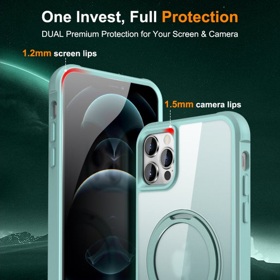 For iPhone 13 Pro Max / 12 Pro Max MagSafe Magnetic Rotating Holder Phone Case(Lake Blue)