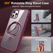 For iPhone 13 Pro Max / 12 Pro Max MagSafe Magnetic Rotating Holder Phone Case(Wine Red)
