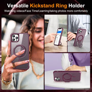 For iPhone 13 Pro Max / 12 Pro Max MagSafe Magnetic Rotating Holder Phone Case(Wine Red)