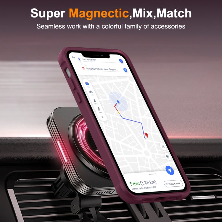 For iPhone 13 Pro Max / 12 Pro Max MagSafe Magnetic Rotating Holder Phone Case(Wine Red)