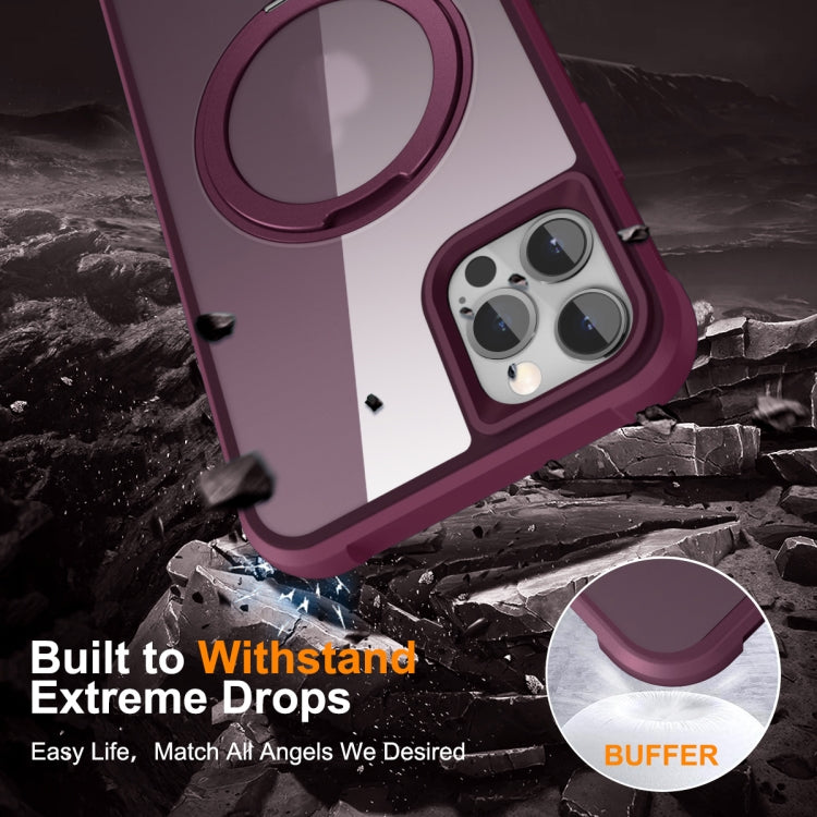 For iPhone 13 Pro Max / 12 Pro Max MagSafe Magnetic Rotating Holder Phone Case(Wine Red)