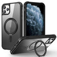 For iPhone 11 Pro Max MagSafe Magnetic Rotating Holder Phone Case(Black) - iPhone 11 Pro Max Cases by PMC TechLife | Online Shopping South Africa | PMC TechLife