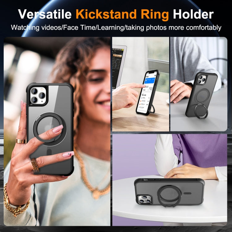 For iPhone 11 Pro Max MagSafe Magnetic Rotating Holder Phone Case(Black)