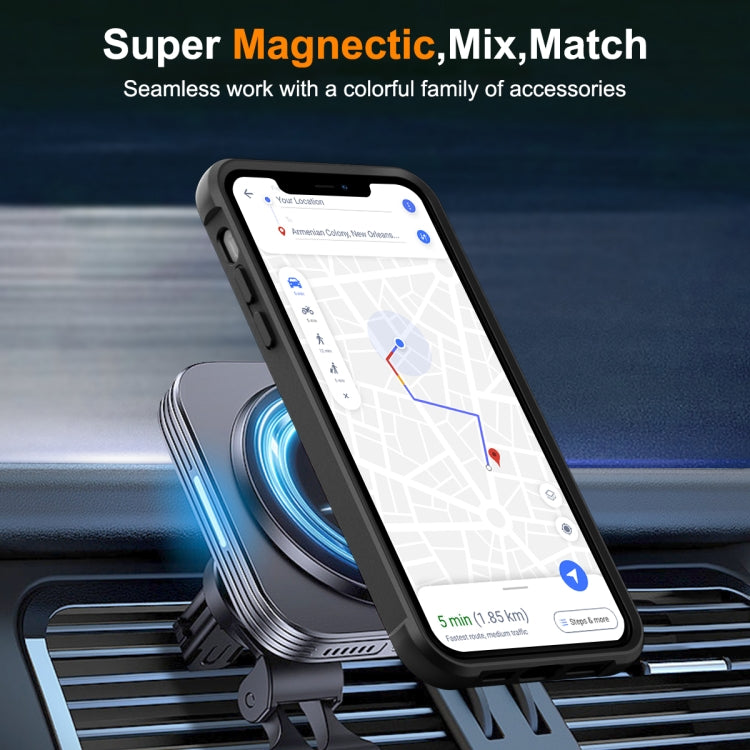 For iPhone 11 Pro Max MagSafe Magnetic Rotating Holder Phone Case(Black)