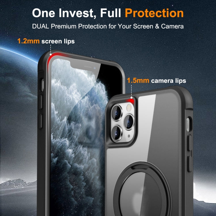 For iPhone 11 Pro Max MagSafe Magnetic Rotating Holder Phone Case(Black)