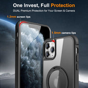 For iPhone 11 Pro Max MagSafe Magnetic Rotating Holder Phone Case(Black)