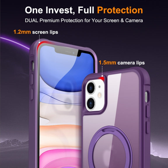 For iPhone 11 MagSafe Magnetic Rotating Holder Phone Case(Purple)