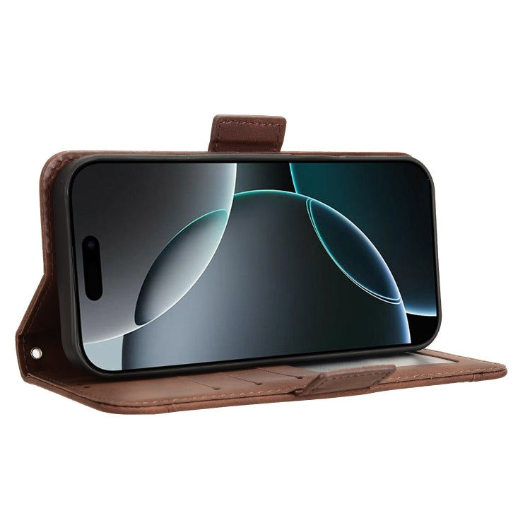 For iPhone 16 Pro Skin Feel Calf Texture Card Slots Leather Phone Case(Brown)