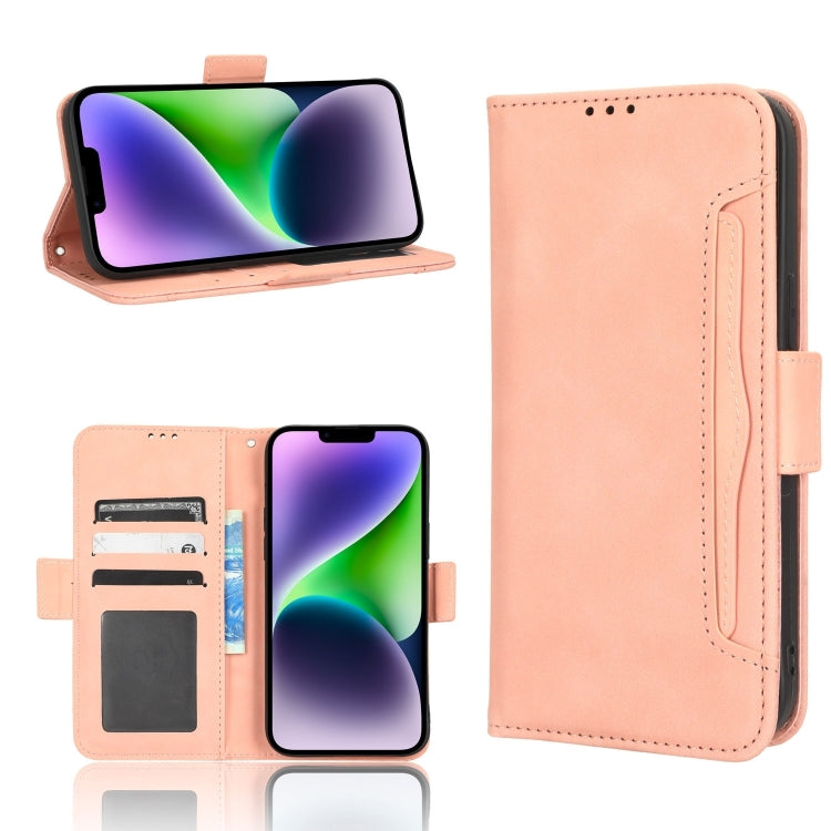 For iPhone 16 Skin Feel Calf Texture Card Slots Leather Phone Case(Pink)