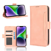 For iPhone 16 Skin Feel Calf Texture Card Slots Leather Phone Case(Pink)