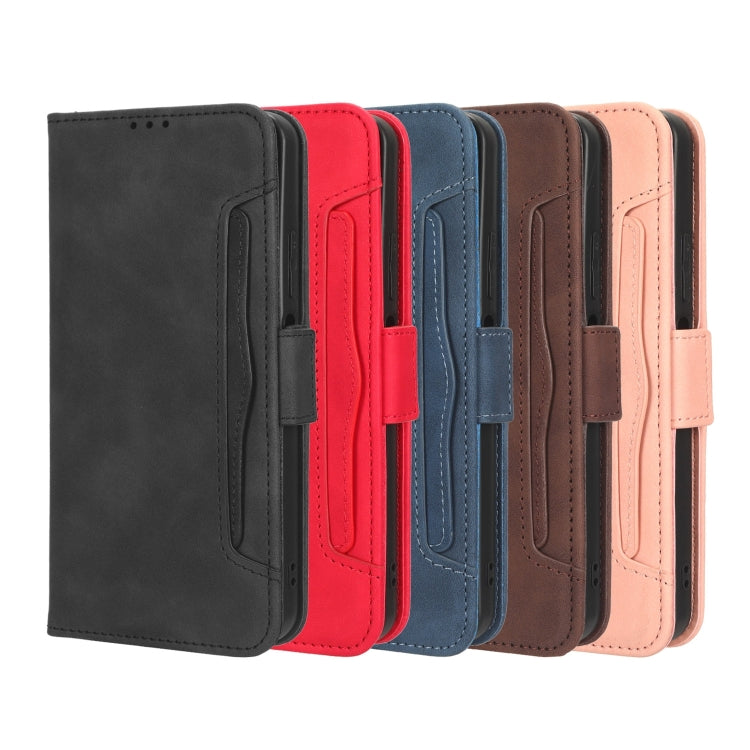 For iPhone 16 Plus Skin Feel Calf Texture Card Slots Leather Phone Case(Blue)