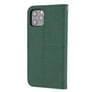 For iPhone 16 Pro Max Woven Texture Stitching Magnetic Leather Phone Case(Green)