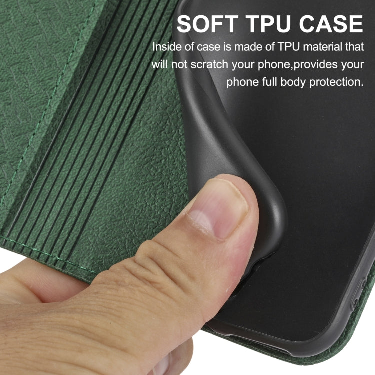 For iPhone 16 Pro Max Woven Texture Stitching Magnetic Leather Phone Case(Green)