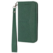 For iPhone 16 Woven Texture Stitching Magnetic Leather Phone Case(Green)