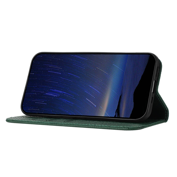 For iPhone 16 Woven Texture Stitching Magnetic Leather Phone Case(Green)