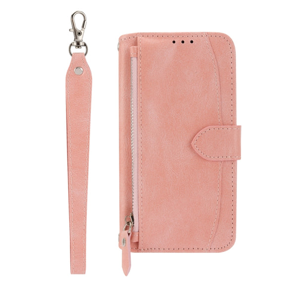 For iPhone 16 Pro Max Oil Skin Zipper Wallet Leather Phone Case(Pink)